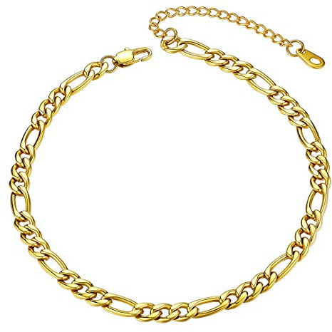 ChainsHouse 3mm 5mm Edelstahl fußkette Damen Panzerkette Fußkettchen Sommer Fußband mit Geschenkebox für Damen und Mädchen