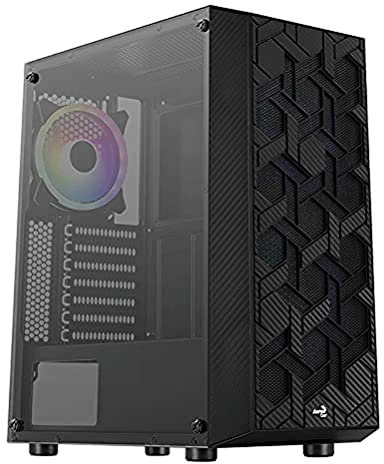 Aerocool Hive ARGB Mid Tower PC Gamng Case with Tempered Glass Window, 2 x ARGB Fans, 2 x USB 3.0, Supports ATX/Micro-ATX/Mini-ATX, Black,ACCM-PV27033.11