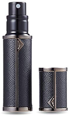 AsaNana Perfume Atomiser, Refillable & Travel Size Perfume Bottle, Leaking Proof,Bottom Pump without Funnel, Luxurious Small women and men, 5ml (BLK-Black)