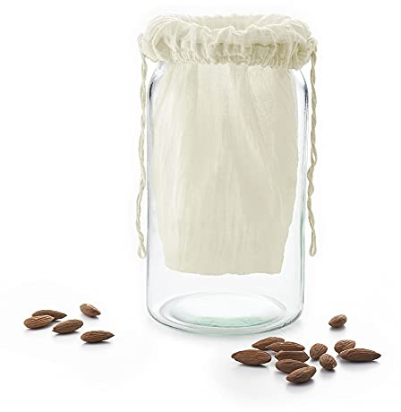 Living Crafts - LINZ | Nussmilchbeutel passiertuch | Mehrzweck-Siebtuch für selbstgemachten Käse, Fruchtsaft und Gemüsesaft | baumwolltuch, filtertuch, passiertuch wiederverwendbar für die Küche