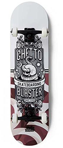 GHETTOBLASTER Skateboard 80x20 cm - Bambino - Adulto - Da Trick già assemblato - Tavola in Acero 7 Strati - Cuscinetti Abec 9 - Ruote 53