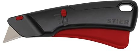 STIER Sicherheits-Cuttermesser Premium mit 10 Ersatz-Klingen, automatischem Klingeneinzug