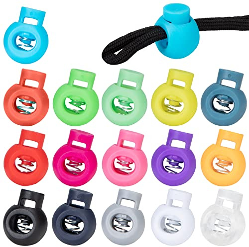 Bunt Kordelklemme Kordelstopper Einzelne Loch Federschnurschlösser für Kordelzug Bekleid Rucksack 16 Farben 80 Stück