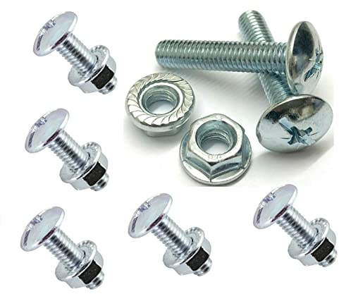 TERF® M6 X 12mm Roofing and Cable Tray Bolt with Flange Nut M6 (6mm) X 12mm Roofing Cable Tray Bolt Pozi Drive Dome Head with Serrated Hex Flange Nut Steel - Pack of 20