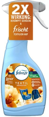 Febreze Textilfräschare 500 ml blå, gyllene orkidé, luktborttagning teknik, spray för textilier