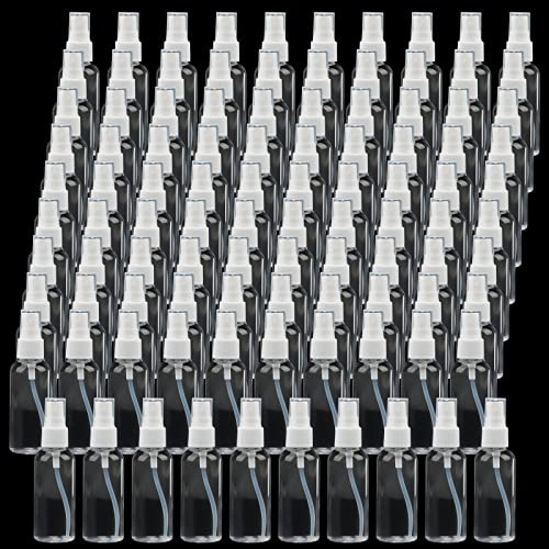 JOIKIT 100 Pack 30ml Clear Plastic Refillable Travel Spray Bottles with Lids, Fine Mist Spray Bottles for Cleaning, Travel, Makeup