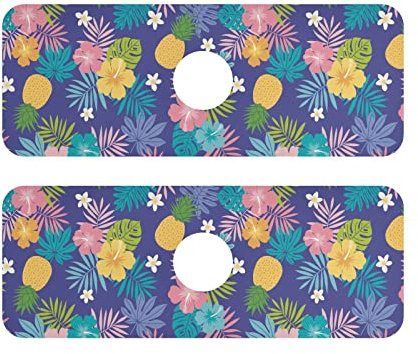 Schnell trocknende Wasserhahnmatte saugfähige Spültisch-Abtropfmatte schneidbare Spüle Wasserhahn Matte tropische Obst Blume Wasserhahn Spüle Matte für Badezimmer Waschbecken
