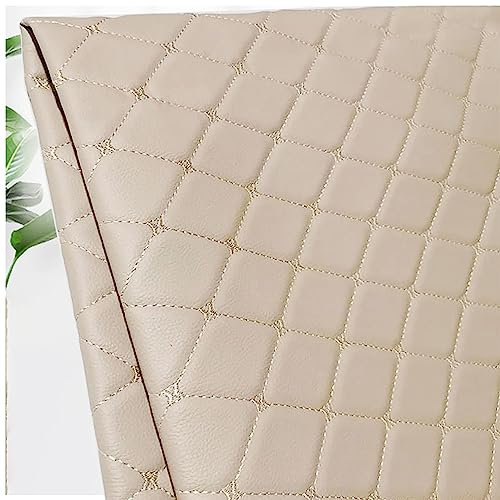 AITAF Gepolstertes Kunstleder Diamant Cannelé Fahrzeug Stickerei Stoff, 1 x 1.4m Lederkonzept Kunstleder Polsterstoff Gesteppt Kaschiert Meterware Möbelstoff Dekostoff(Color:Beige)