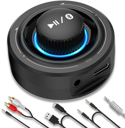 Lavales Ricevitore Bluetooth 5.3, Adattatore Audio Bluetooth compatibile con Jack AUX/RCA, Dual Collegati, 100ft Lungo Raggio Ricevitore per Auto Altoparlanti/Home Audio/Cuffie Cavo