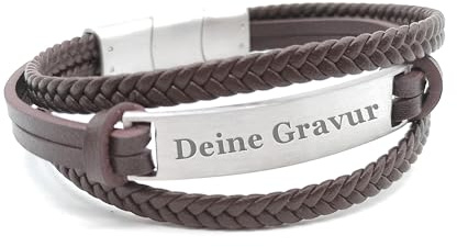 COWstyle Designer Lederarmband Herren mit Gravur - Personalisiertes Männerarmband mit Namen Datum - Geschenk für Freund Papa zu Weihnachten - Aus Echtleder