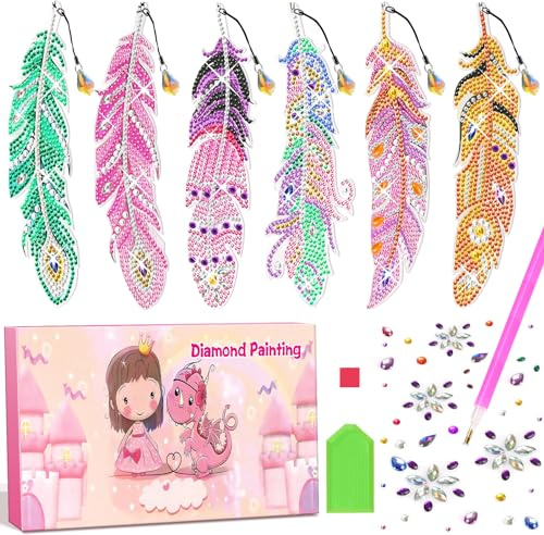 Amteker Diamond Painting Kinder, DIY Lesezeichen Geschenke für Mädchen 6-11 Jahre, Bastelset Kinder ab 4-6 Jahre, Basteln Mädchen 4-8 Jahre, Ostergeschenke Kinder Teenager Ostern Geschenke