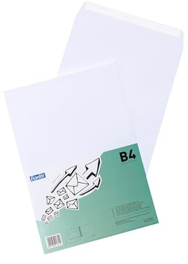 Bantex Versandtaschen B4 Weiß (25 Stück) - 250 x 353 mm Großformat, 100 g/m² extra starkes Papier, Haftklebung mit Abziehstreifen, Briefumschläge ohne Fenster für Mappen & Kataloge