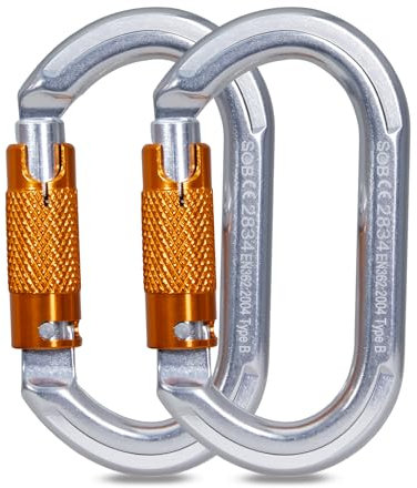 Karabiner Klettern Kletterausrüstung, Karabinerhaken aus Aluminium Karabiner Karabinerhaken für Hängematte, Schaukel, Camping, Angeln, Outdoor-Ausrüstung(22KN, 2 Pack)