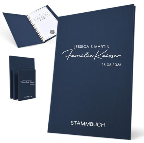 Hochzeitideal Stammbuch der Familie 'Helena' Nr. 305 inkl. Personalisierung (dunkelblau, klassisch 6-Fach Ringmechanik)