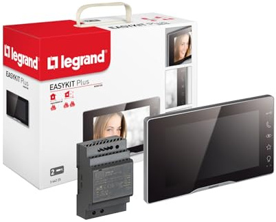 LEGRAND, EASYKIT Plus Video-Innenstelle, 7-Hochglanz-Farbmonitor, Sensortasten, individuelle Einstellung von: Helligkeit, Lautstärke, Farbanzeige und Mikrofon, Farbe: Schwarz, 364225