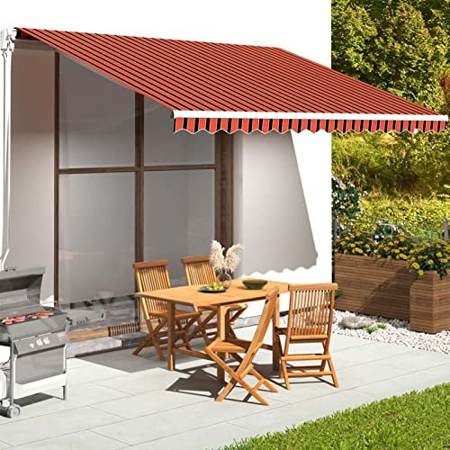 Swpsd Replacement Fabric for Awning Orange and Brown 4.5x3.5 m Replacement Fabric Sun Shade Shelter Cover for Cantilever Umbrella Awning Protective Parasol Cover