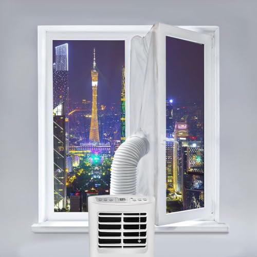 GRMGIRL Air Conditioner Window Kit,400CM Window Seal for Portable Air Conditioner and Tumble Dryer,Air Exchange Guards With Zip and Hook Tape, Easy to Install