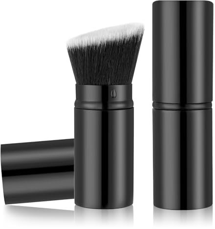 JIEYAO Kabuki - Pennello per make-up retrattile, 1 pezzo angolato da viaggio, pennello per fondotinta portatile, per crema liquida, cipria, trucco viso