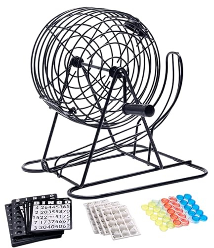 Deluxe Bingo-Spiel-Set – Lotterieball-Maschine mit gebogenem und sichtbarem Fenster, ideal für Feiern, Veranstaltungen und Spielabende, fesselnder Bingo-Käfig für Erwachsene und Kinder