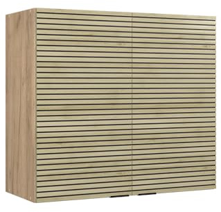 Vicco Küchenglasschrank Fame-Line, Eiche Paneel, 80 cm, zur Kombination mit weiteren Modulen der Fame-Line Serie