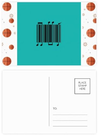 Postkarten-Set mit Musik, Melodie, Art-Deco, modisch, Basketball, Postkarten-Set, Dankeskarte, Versandseite, 20 Stück