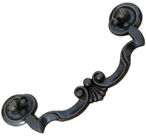 Knöpfe für Schränke und Schubladen, Schubladengriffe, Doppellöcher, groß, Antik-Eisen, schwarz, Nachttisch, Couchtisch, Schranktür, europäische Antik-Messing-Möbelbeschläge, hängender Griff, Lochabsta