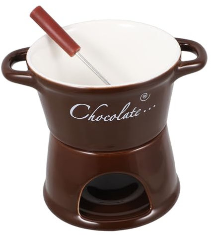 VINTORKY Fonduetopf Aus Keramik Schokoladenfonduebecher-Set Mit Teelichthalter Zum Schmelzen Von Schokolade Butter Und Käse Für Fonduepartys