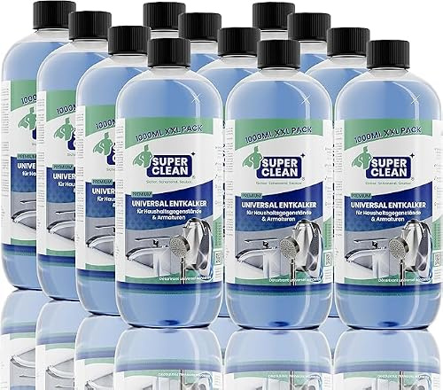 SUPER CLEAN Universal avkalkare flytande | Högkoncentrerad & mångsidig | 12 × 1 L | För vattenkokare, kranar, dusch, duschhuvud, badrum & kök | Skonsam mot material & effektiv