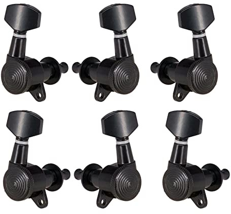 YEJBBUC Lot de 6 chevilles d'accordage pour cordes de guitare 3R 3L Noir 23 x 17,5 x 25 mm