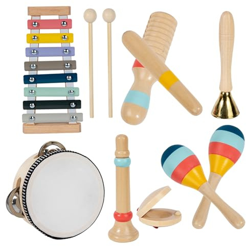 Kleinkinder Musikinstrumente 8-teiliges Holz-Percussion-Set