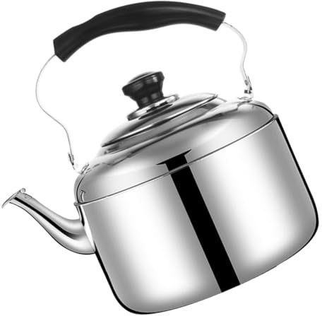 LOLIPPYY Bouilloire Sifflante Acier Inoxydable Bouilloire à Eau pour Cuisinière Théière à Fond Plat avec Poignée Isolante Anti-brûlure Design Simple pour Infusion de Thé et Boissons