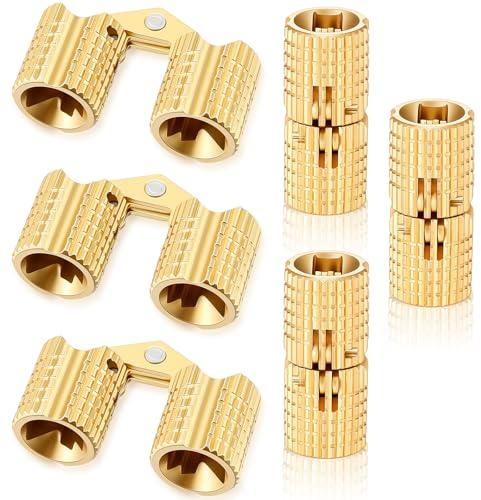 XLIUAX 6 Stücke Messing Tonnenscharnier, 8mm Mini Klein Möbelscharniere | 180 Grad Öffnungswinkel Scharniere Klein Messing Versteckte Möbelscharniere für DIY Schmuckkästchen Holzkiste Schmuck Box