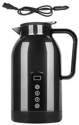 Bouilloire de voyage en acier inoxydable de grande capacité - 120 x 120 x 240 mm - Grande capacité - Chauffe efficacement votre eau (noir)