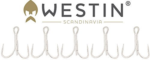 Westin W-Treble 4X-TN - 5 Drillinge, Drillingshaken, Angelhaken, Haken zum Raubfischangeln & Meeresangeln, Meereshaken, Wallerhaken, Hechthaken, Größe:5/0