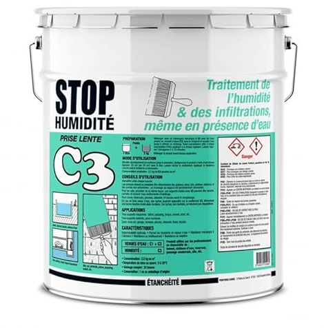 Enduit d'étanchéité, enduit de cuvelage, murs, maçonnerie, sous-sols, bassins, piscines, cuves, anti-infiltrations, C3 - PROCOM 25 Kg