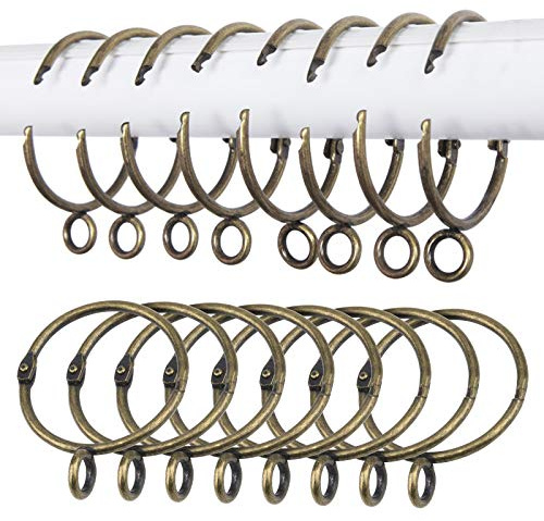 INCREWAY 16 Pack Open and Close Curtain Rings,1.5 Inch Inner Diameter,Antique Brass