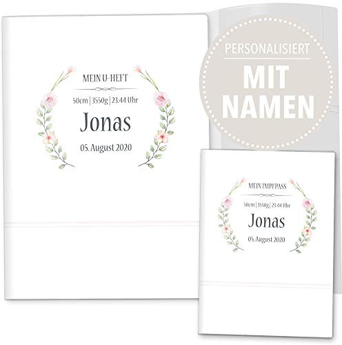 OLGS U-Heft- und Impfpasshülle 3-teilig Set mit Personalisierung | Möpse | Hülle für Untersuchungsheft und Impfpass | Geschenkidee mit Namen, Geburtsdatum (U-Heft Set personalisiert, ohne Motiv)