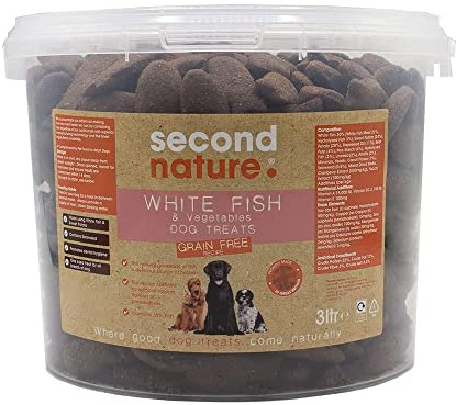 Second Nature Grain Free Dog Treats Fish & Vegetable 3L - Natural Dog Training Treats, Dog Biscuits & Snacks, & Healthy Dog Treats for Small Dogs & Large