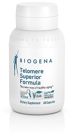 Biogena Telomere Superior Formula - Healthy Aging by Activation of sirtuins to Support Cellular Regeneration - Pure Telomerase Enzyme for Telomere Lengthening and Support