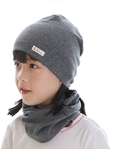 VUCDXOP Beanie Cappello Loop Sciarpa Set Ragazzi Ragazze Beanie Hats + Tube Sciarpa Set di 2, Autunno Inverno Morbido Cotone Beanie Hat Cappello Bandana Scaldacollo Snood Bandana Set