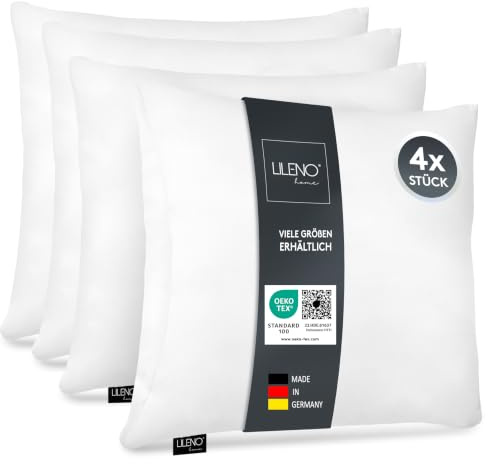 LILENO HOME Microfaser Kissen 30x30 cm [4er Set] bis 95 Grad waschbar | Kopfkissen 30x30 cm als Kissen-Füllung für Bett oder als Dekokissen - Sofakissen & Zierkissen
