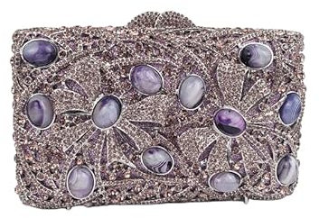Violette Achatsteine, Abendtasche, Damen, Luxus, Kristall, Clutch, Glitzer, Strass, Geldbörsen für Party, Hochzeit