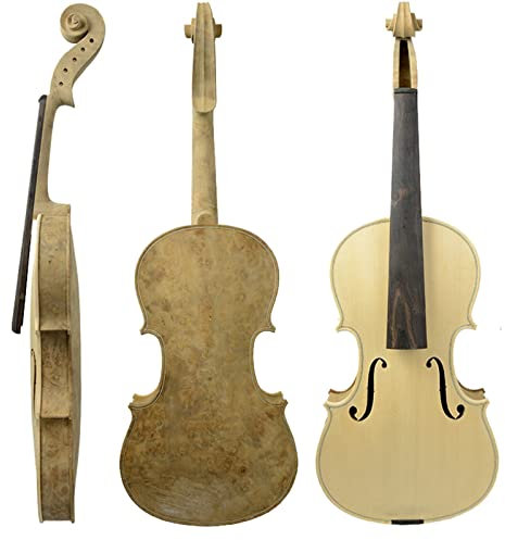 Handgefertigte 5-saitige Violine, Unvollendet, Geige, Vogelaugenahorn, Fichte, Decke, DIY 4/4 Geigenkoffer Erwachsene Violine