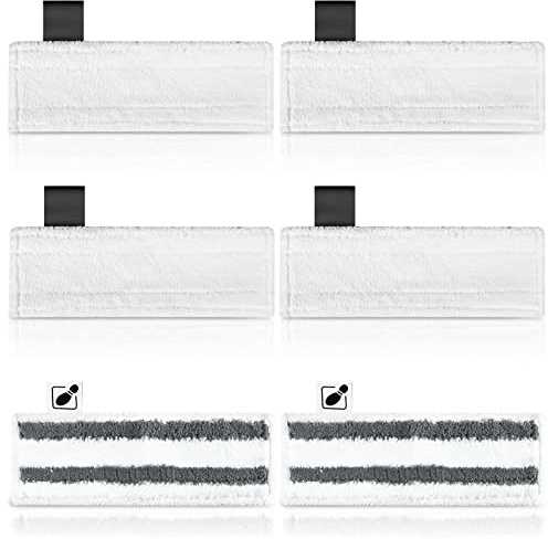 Bodentücher für Kärcher Dampfreiniger SC 1 SC 2 SC 3 SC 4 SC 5 SI 4, 6er | Waschbar Mikrofaserbezug für Alle Böden（4 Bodentücher + 2 Schleif tücher）