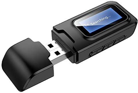 Bluetooth 5.0 RX Receptor y Transmisor TX, con Pantalla LCD, 200Mbps de Distancia 11yd, 2 en 1 Adaptador USB BT para Computadora, Computadora Portátil, Sistema Estéreo de Inicio, Teléfono Inteligente