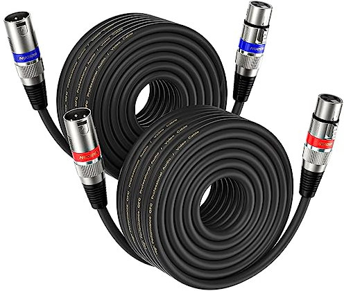 NUOSIYA XLR Kabel 20m 2 Pack, Mikrofon XLR Symmetrisch Audio Verlängerungskabel, 3-poligen Adapter XLR Stecker auf Buchse Kabel für Studio-Recorder, Mikrofon, Mixer, Lautsprechersystem