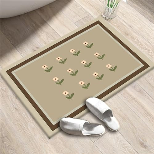Badematte Rutschfester Badezimmerteppich Absorbierender Badteppich 100x160cm Schnell Trocknende Badezimmer Teppiche, Duschmatte Rutschfest Badvorleger Waschbar Bath Mats, Badeteppich Bad Teppich Beige