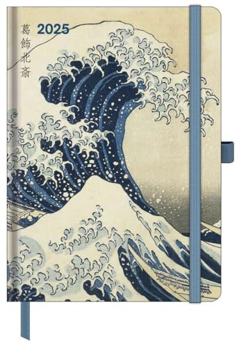 N NEUMANNVERLAGE - Hokusai 2025 ArtDiary, 16x22cm, Taschenkalender mit Banderole und Lesebändchen, Tasche für Visitenkarte, Jahres- und Monatsübersicht