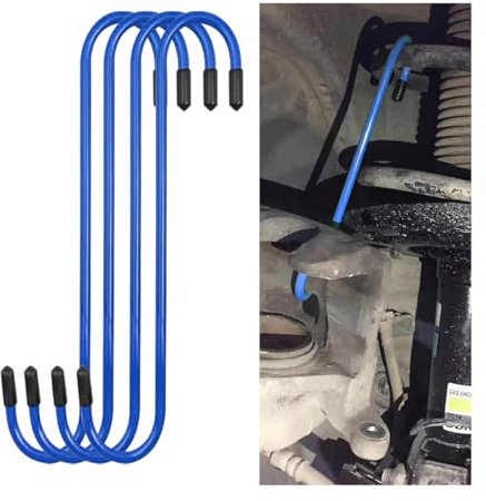 JNNJ 4 Stück Bremssattel Haken Aufhänger, S Förmiger Haken Aufhängungsscheibe Bremssattel Aufhänger, Bremssattelaufhänger Bremssattelhaken Gummi-Spitzen(Blau