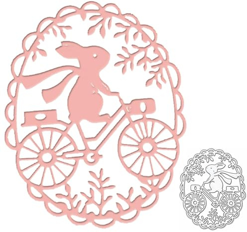 2 Stück Kaninchen-Blumen-Spitzen-Stanzformen, Stanzschablonen für Grußkarten, Osterhasen-Stanzformen, Ostern Stanzschablone, Osterhasen-Stanzformen, für Karten, Scrapbooking, Papier